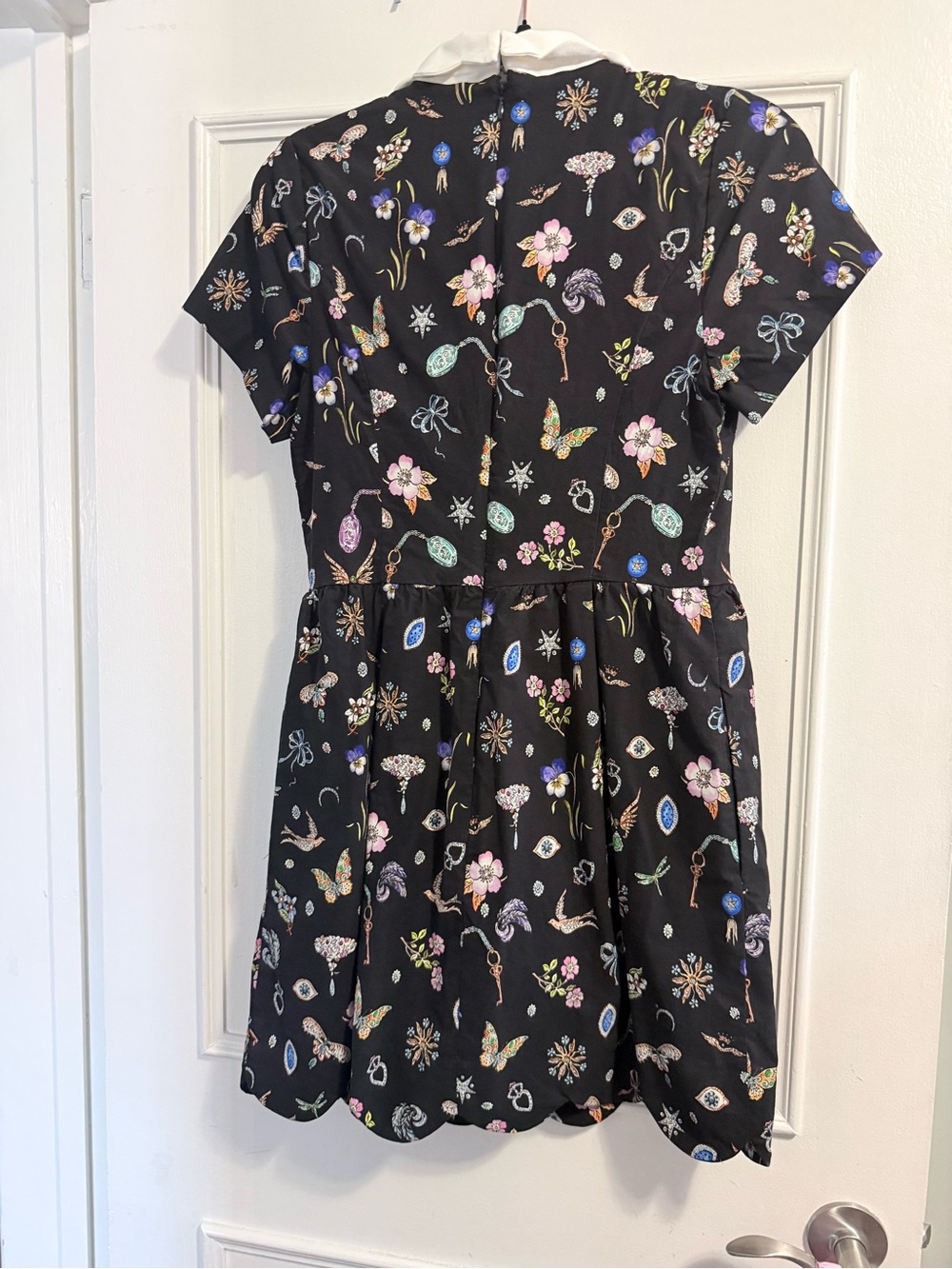 Maeve Black Floral & Butterfly Mini Dress with White Peter Pan Collar - Picture 4 of 4
